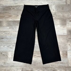Eileen Fisher System Black Crepe Knit Pants Pull On Crop Wide Leg Size S